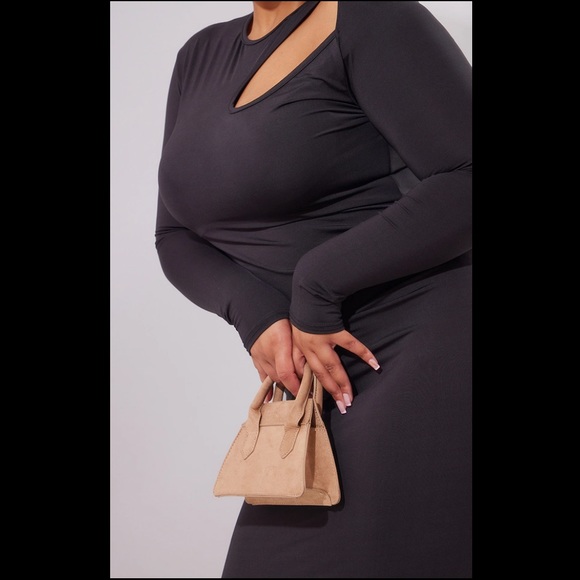 BNWT Plus Black Cut Out Long Sleeve Midaxi Dress - Picture 4 of 5